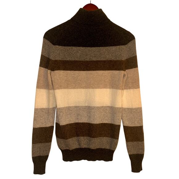 Charter Club Sweater Womens XS Gray Brown Striped Luxury Cashmere Turtleneck - Picture 2 of 7